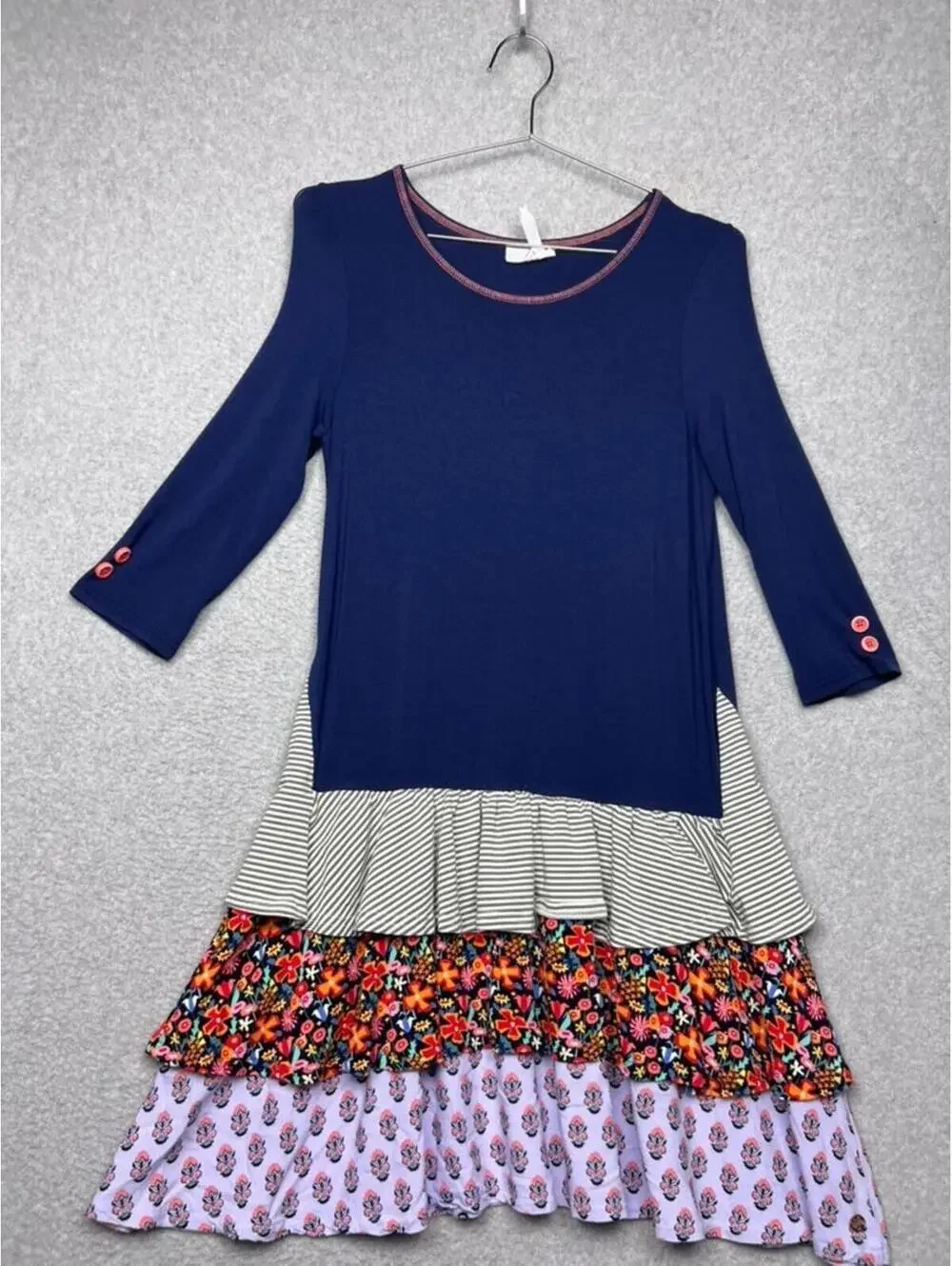 Matilda Jane 435 Night Falls Dress 16 Navy Floral Ruffle Cottagecore Boho Twirl
